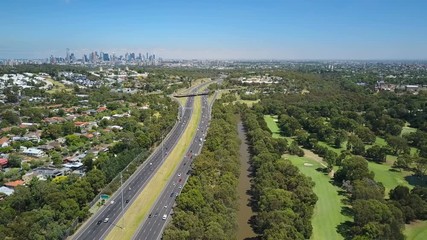 Poster - 4k aerial video of Melbourne CBD and highway