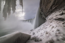 Journey Behind The Falls During Winter 