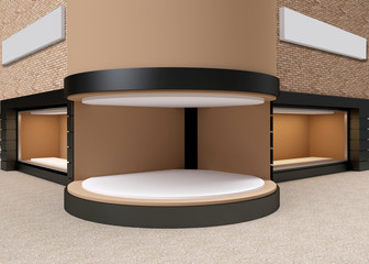 Wall Mural - showcase on street, mock up. 3d rendering