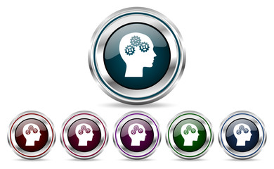 Aufkleber - Head silver metallic web set of vector icons isolated on white background in eps 10.