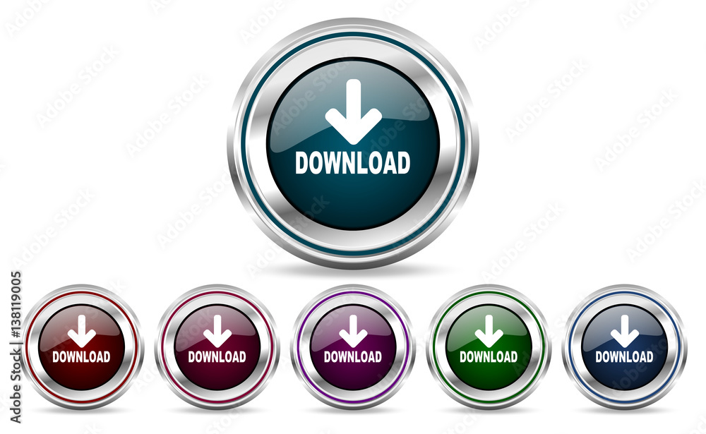 Download silver metallic web set of vector icons isolated on white ...
