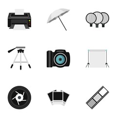 Wall Mural - Photographic icons set, flat style