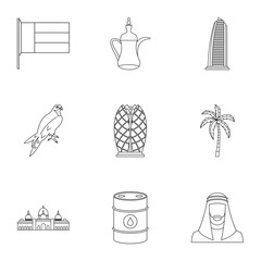 Wall Mural - UAE icons set, outline style