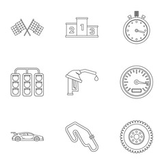 Wall Mural - Race icons set, outline style
