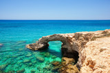 Fototapeta Do akwarium - Tropical sea cave and bridge lovers, Cyprus