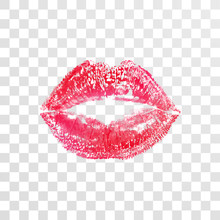 Kiss Lips Lipstick Print Or Imprint Vector Transparent