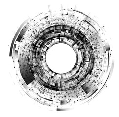 Wall Mural - orb neon rays. luminous hole. spiral cover. black neural hud. halo around. power isolated. sparks pa