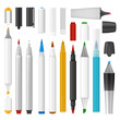 Felt-tip pen marker mockup set, realistic style