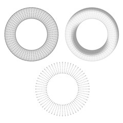 Wall Mural - abstract geometric shape with torus. 3d polygonal wireframe of circular object.