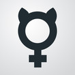 Icono plano femenino con orejas gato en fondo degradado
