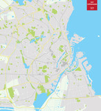 Fototapeta Mapy - Vector color map of  Copenhagen, Denmark. City Plan of Copenhagen