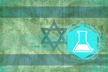 Sticker - Israel chemistry. Chemical production concept.