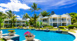 Tropical vacations. Luxury resort with gorgeous swimming pool. Mauritius