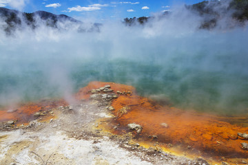 The Champagne Pool at Wai-O-Tapu or Sacred Waters – Thermal Wonderland Rotorua New Zealand