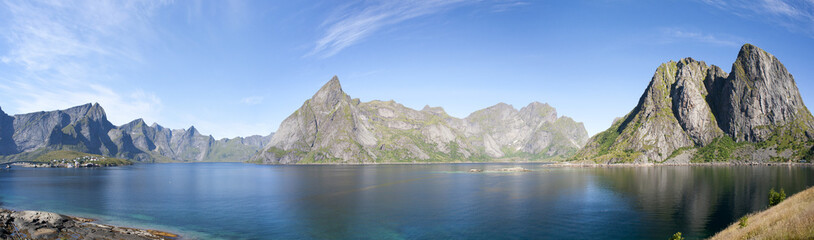 Wall Mural - Summer view of Lofoten Islands near Moskenes, Norway