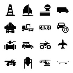 Poster - Set of 16 transportation filled icons