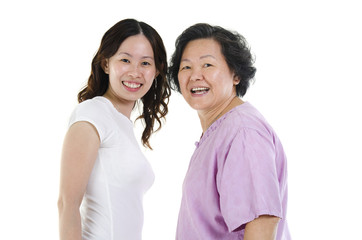 Wall Mural - Senior mother and adult daughter portrait