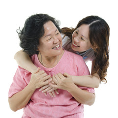 Poster - Happy senior mother and adult daughter