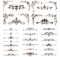 Poster - Art deco design elements of vintage ornaments and borders corners of the frameIsolated art nouveau flourishes on a white background