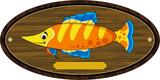 Fototapeta  - Cute Cartoon Fish on Trophy Mount