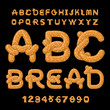 Bread ABC. Pretzel font. Food alphabet. Traditional German meal. Bake snack