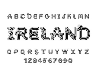 Ireland font. National Celtic alphabet. Traditional Irish ornament letter