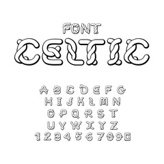 Wall Mural - Celtic font. norse medieval ornament ABC. Traditional ancient manuscripts alphabet