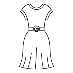 Wall Mural - Female dress with belt icon, outline style