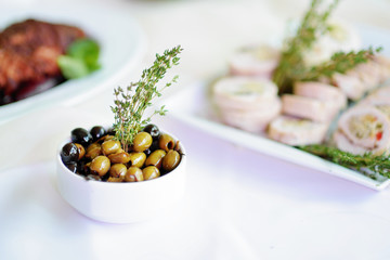 Wall Mural - Delicious olives served on a party or wedding reception