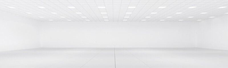 Empty white room with neon lights