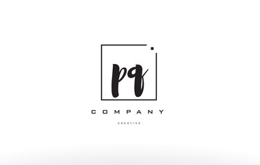 pq p q hand writing letter company logo icon design