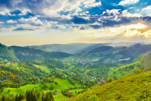 Sunrise Rural Landscape, Transylvania Landmark, Romania