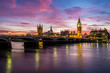 Houses of Parliament, Big Ben and Westminster at sunset.