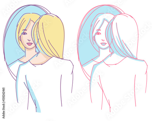 Girl Standing In Front Of A Mirror Hand Drawn Simple Sketch Stock Vector Adobe Stock Girl Standing In Front Of A Mirror Hand Drawn Simple Sketch Stock Vector Adobe Stock