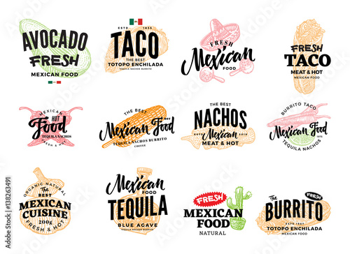 Hand Drawn Mexican Food Logos