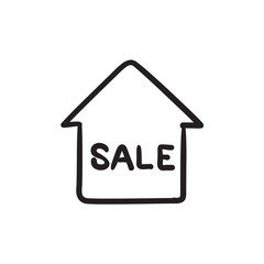 Sticker - House for sale sketch icon.