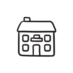 Sticker - Two storey detached house sketch icon.