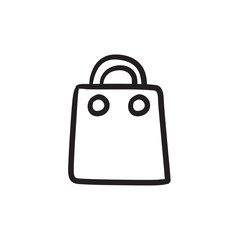 Sticker - Shopping bag sketch icon.