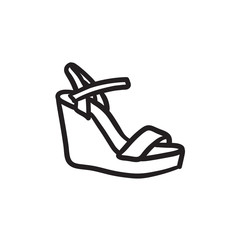 Poster - Women platform sandal sketch icon.