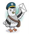 Carrier Pigeon Holding a Letter. Vector file contains gradient and transparency effects. Outline and color separated in different layers for easier editing.