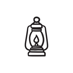 Poster - Camping lantern sketch icon.