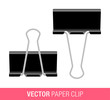 Vector illustration fo black metallic paper clips, isolated on a white background.