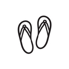 Sticker - Beach slipper sketch icon.