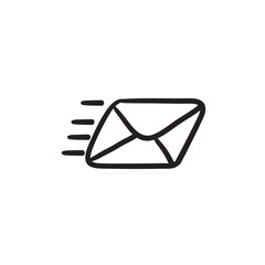 Sticker - Flying email sketch icon.