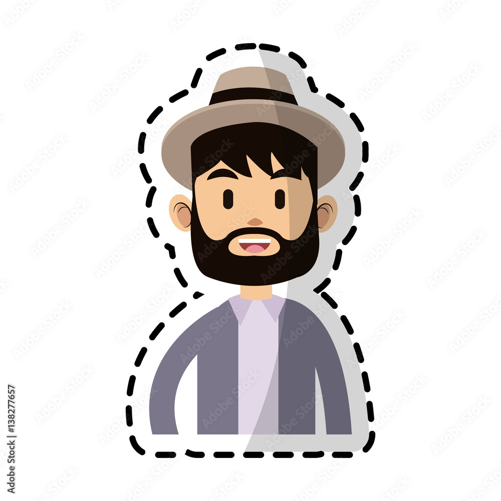 bearded man with hat icon image vector illustration design Stock Vector ...