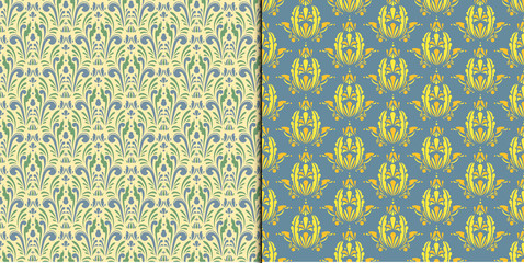 Poster - Vector damask vintage seamless pattern background.