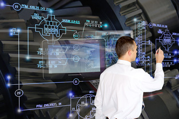 Wall Mural - engineer.developer.designing engineering software in generation industrial manufacturing technology