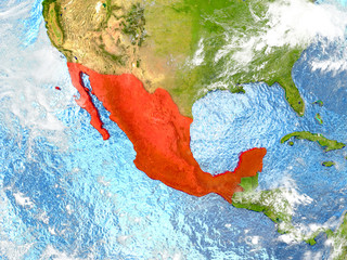 Wall Mural - Mexico on map with clouds