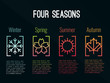 4 seasons icon sign in border gradients  with Snow Winter , Flower Spring , Sun Summer and maple leaf  Autumn vector design