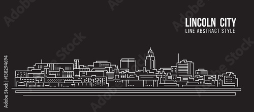 Photographie Cityscape Building Line art Vector Illustration design - Lincoln city